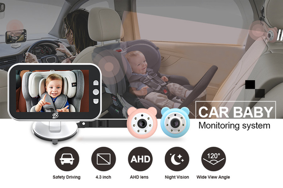 Monitor a colori da 4,3 pollici Alimentatore per fotocamera per specchietto per auto per bambini 9V - 24V